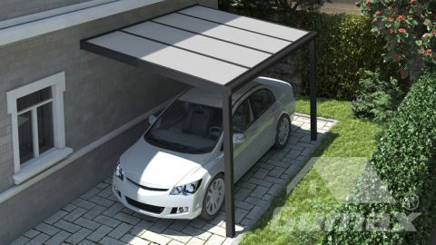 Carport moderne noir mat 4.06 x 3 mètre avec polycarbonate IQ relax