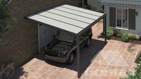 Gumax carport 5.06m  x 4.0m modern antraciet opaal polycarbonaat boven