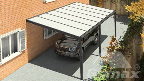 Gumax carport 7.06m  x 4.0m modern antraciet opaal polycarbonaat boven