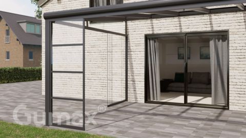 Steel Look glass sliding door 1-rail system matt anthracite 1960mm wide with passage height of 2480mm – 2520mm