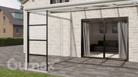 Steel Look glass sliding door 1-rail system matt white 1960mm wide with passage height of 2180mm – 2220mm