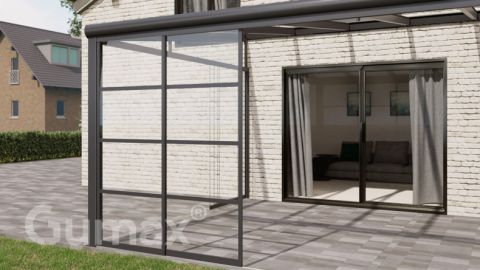 Steel Look glass sliding door 2-rail system matt anthracite 1960mm wide with passage height of 2130mm – 2170mm